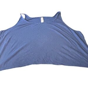 Blue Ribbed Scoop Neck PJ Cropped Tank Top - Women